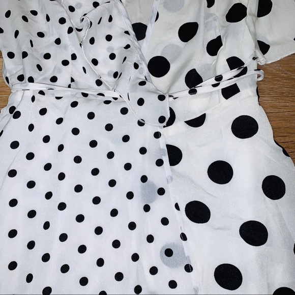 Nasty Gal Polka Dot Print Mix Frill Midi Dress - Picture 10 of 13